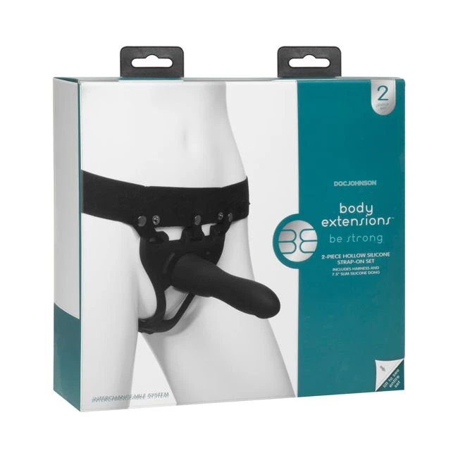 Body Extensions Hollow Large Dong Strap on Set Black - Material Feel & Safety