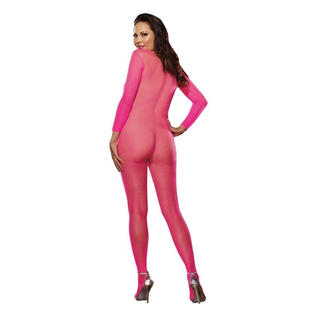 Body Stocking Neon Pink Open Crotch - Fabric & Feel