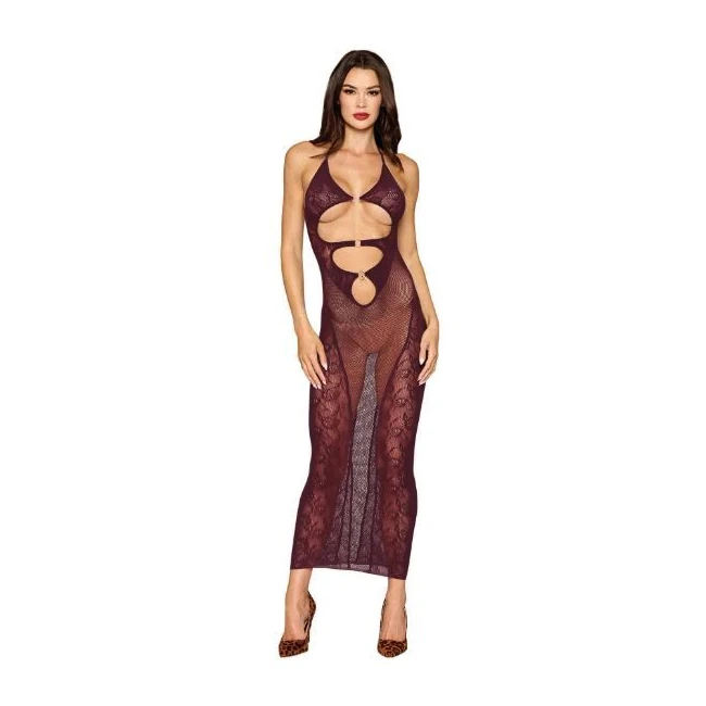 Bodystocking Gown & Shrug Cherry Lacquer O/S - by Dream Girl Lingerie