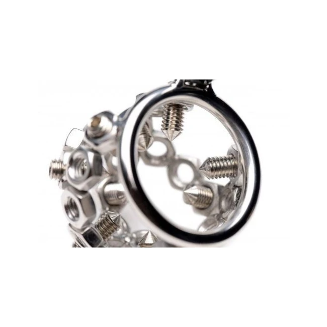 Bolted Chastity Cage with Spikes Stainless Steel - Overview