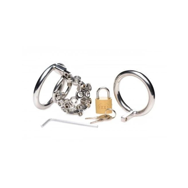 Bolted Chastity Cage with Spikes Stainless Steel - Key Details