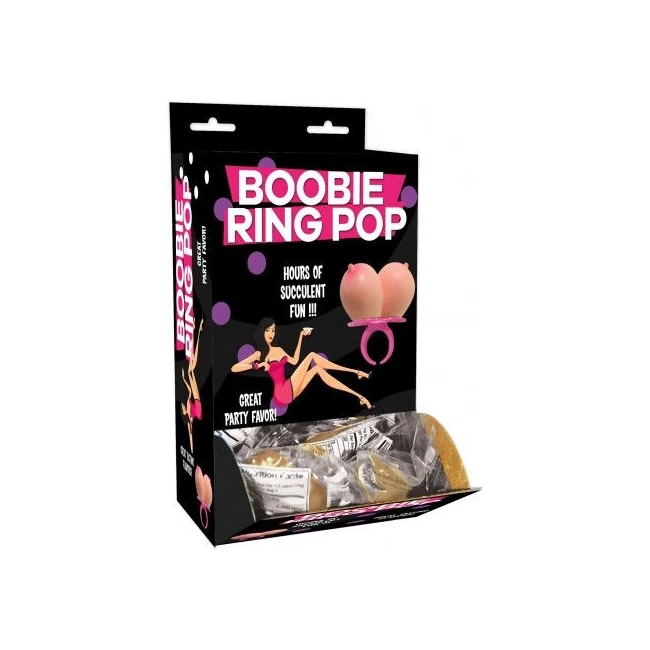 Boobie Ring Pop 12pc Display - A Ring Pop Molded Into a Breast Shape