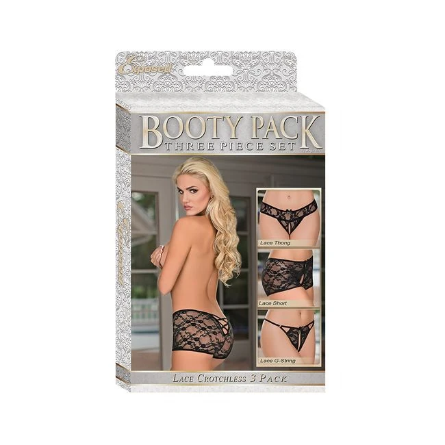 Booty Packs Lace Crotchlessblack - Fabric & Feel