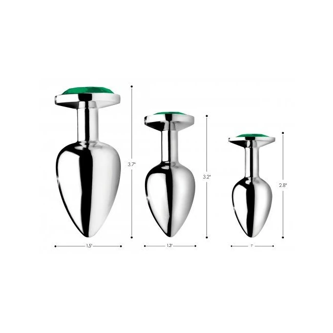Booty Sparks Emerald Gem Anal Plug Set - Graduated Sizing for Progressive Play