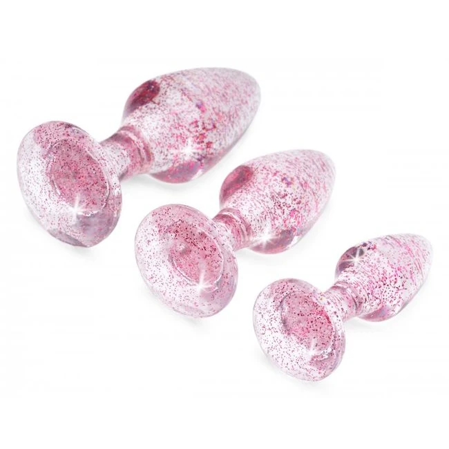 Booty Sparks Glitter Gem Anal Plug Set Pink - Shape & Comfort