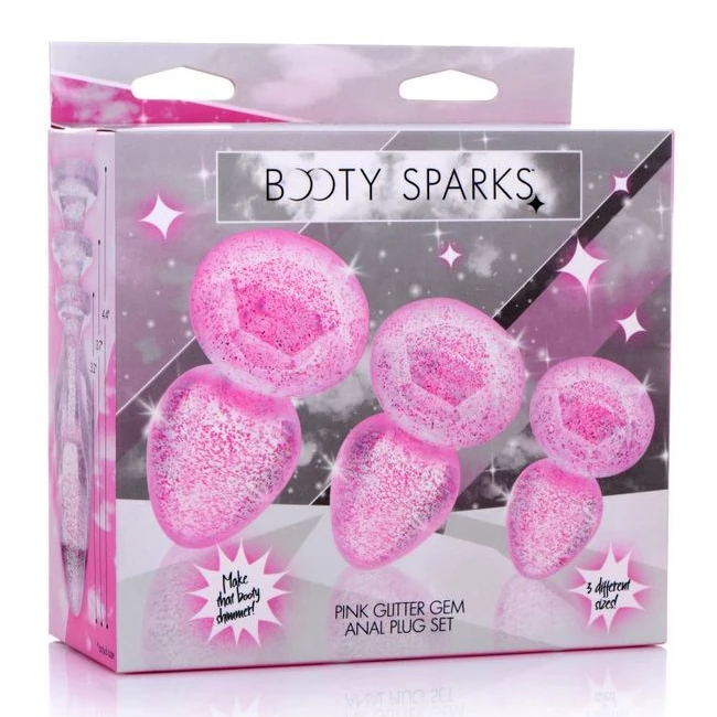 Booty Sparks Glitter Gem Anal Plug Set Pink - Design & Aesthetic