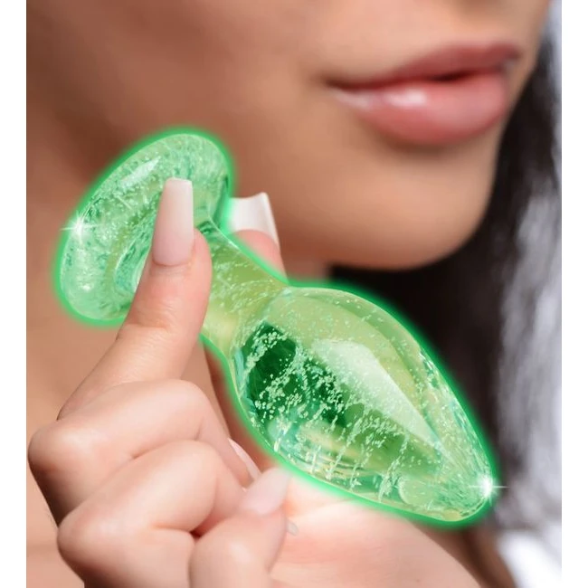 Booty Sparks Glow-in-the-Dark Glass Anal Plug - Graduated Sizing for Steady Progress