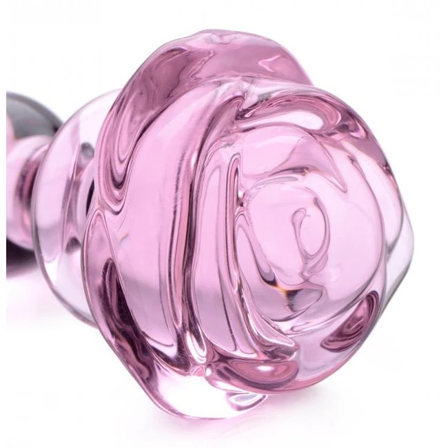 Booty Sparks Pink Rose Glass Small Anal Plug - Graduated Sizing & Versatility