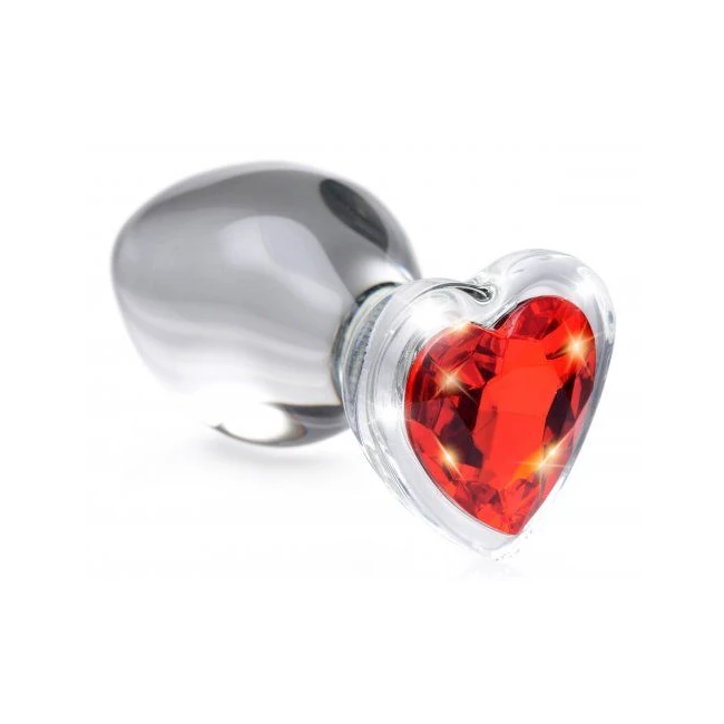 Booty Sparks Red Heart Glass Anal Plug - Additional Features