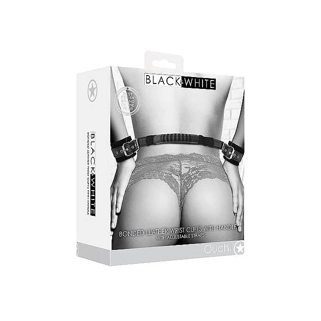 B&w Bonded Leather Hand Cuffs W/ Handle & Adjustable Straps - Build & Quality