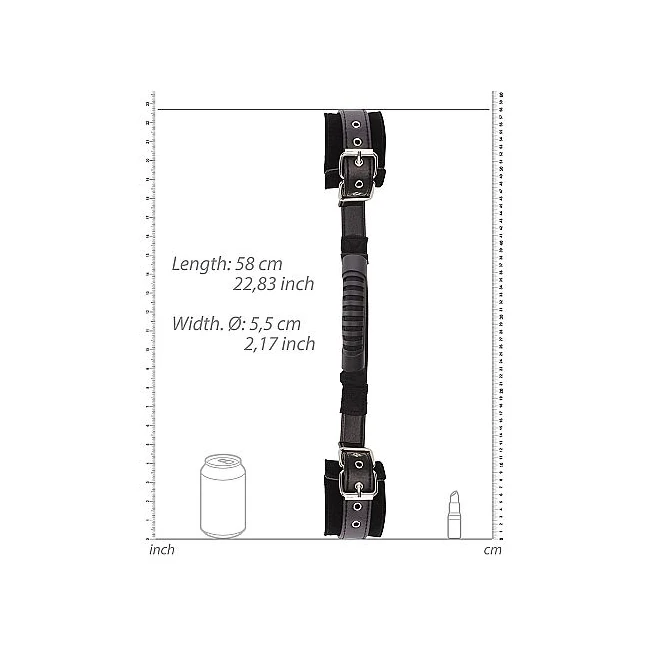 B&w Bonded Leather Hand Cuffs W/ Handle & Adjustable Straps - Hardware & Fasteners