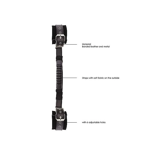 B&w Bonded Leather Hand Cuffs W/ Handle & Adjustable Straps - Specifications