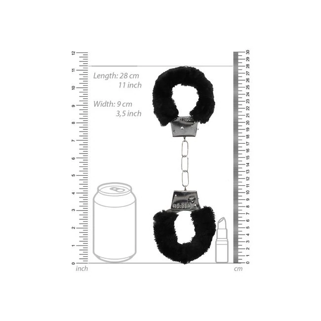 B&w Pleasure Furry Hand Cuffs W/ Quick Release Button - Hardware & Fasteners