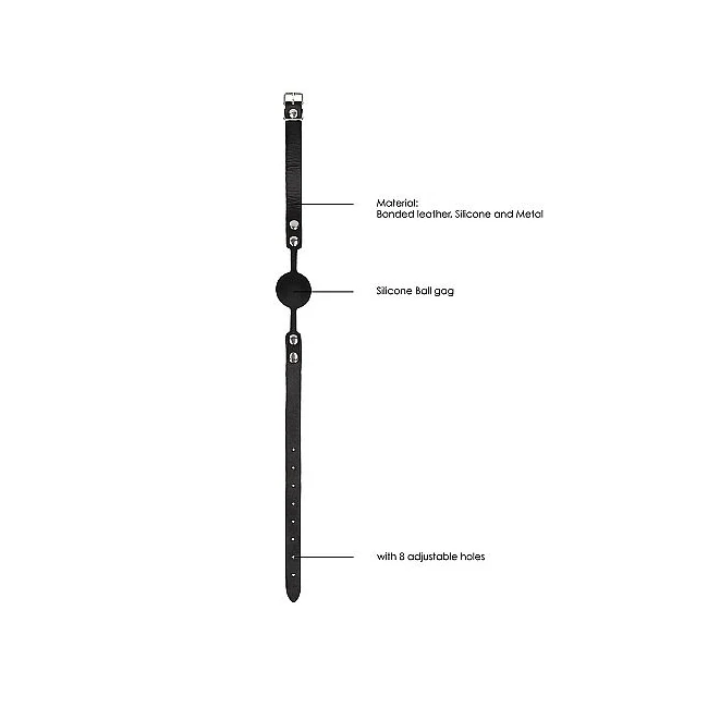 B&w Silicone Ball Gag W/ Adjustable Leather Straps - Product Specifications