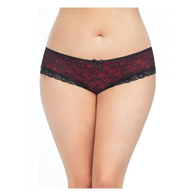 Cage Back Lace Panty Black Red 1x/2x - Fabric & Feel