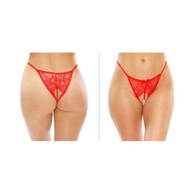 Calla Crotchless Lace Pearl Panty - Fabric & Feel