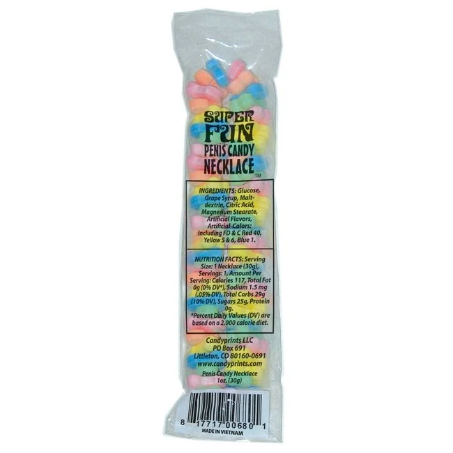 Candy Penis Necklace Display 24pc - Specifications