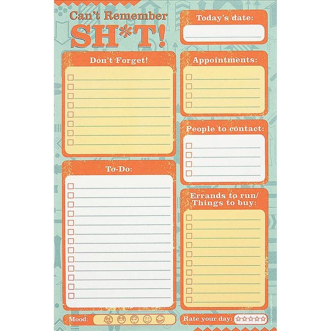 Can't Remember Shit Note Pad | Male Q
