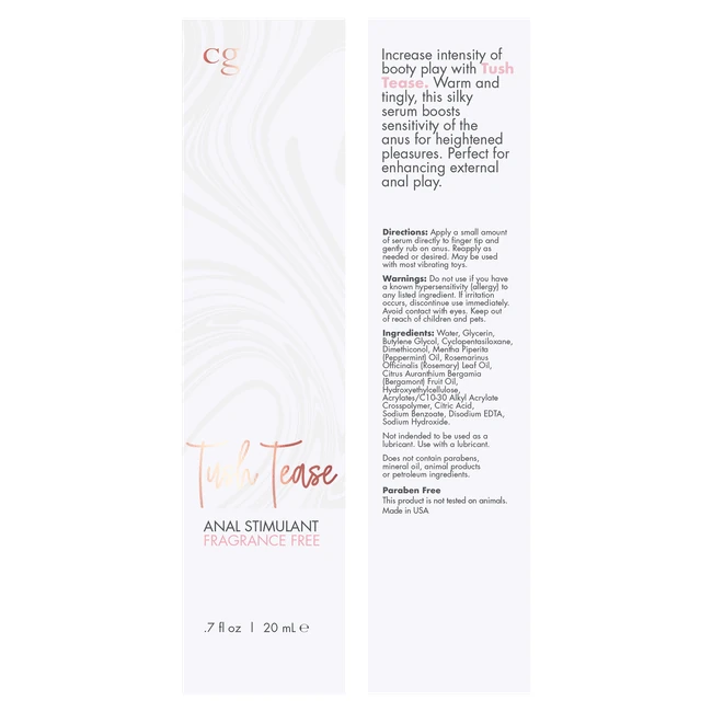 Cgc Tush Tease Anal Stimulant Au Naturel .7 Fl Oz - Formula & Ingredients