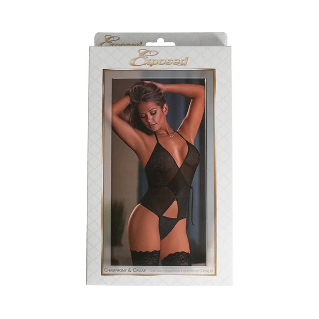 Champagne & Caviar Teddy & Gstring Bk Lx - Fabric & Feel