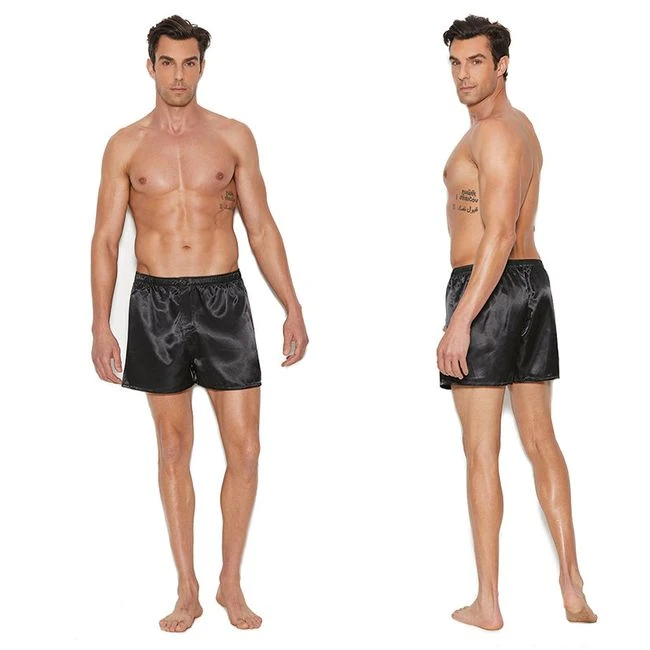 Charmeuse Satin Unisex Boxer Short-black - Overview