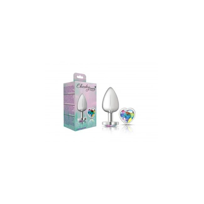 Cheeky Charms Heart Clear Iridescent Large Silver Plug - Design & Materials