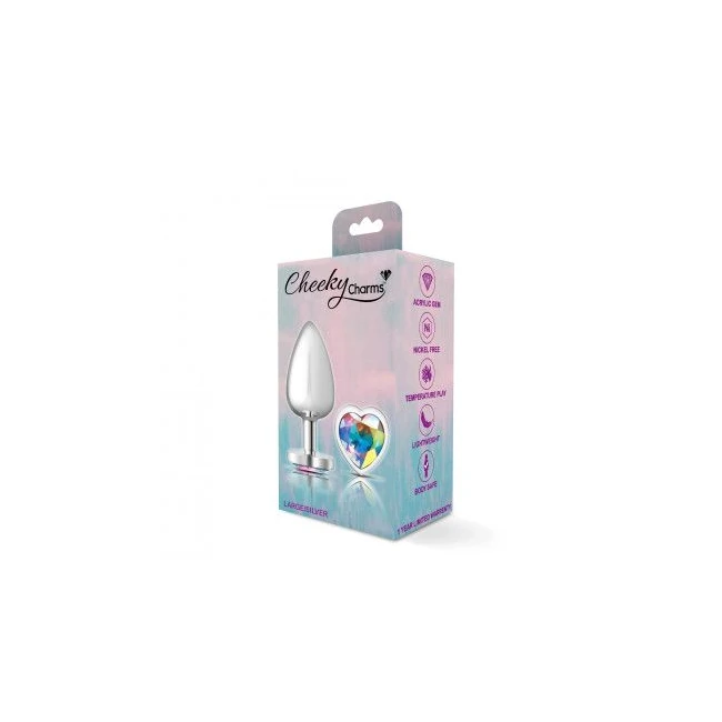 Cheeky Charms Heart Clear Iridescent Large Silver Plug - Features & Benefits