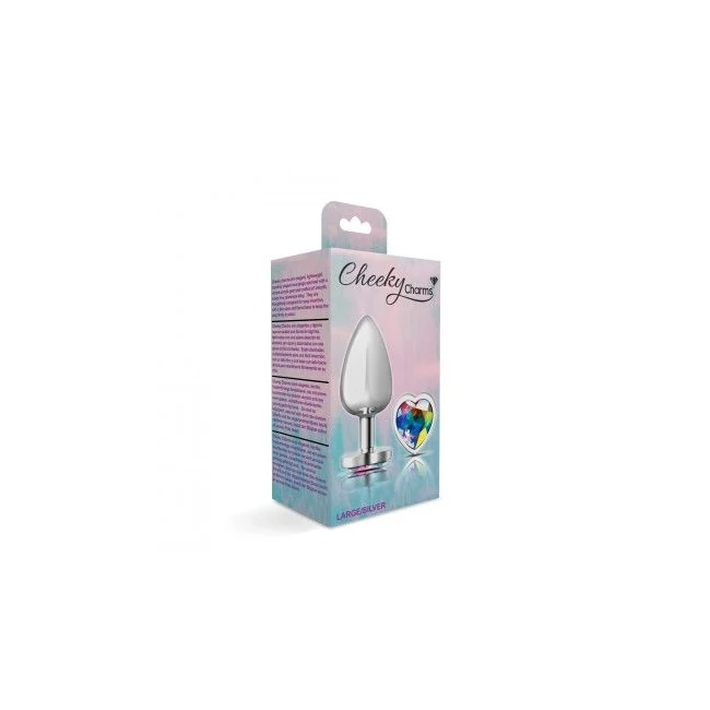 Cheeky Charms Heart Clear Iridescent Large Silver Plug - Specifications