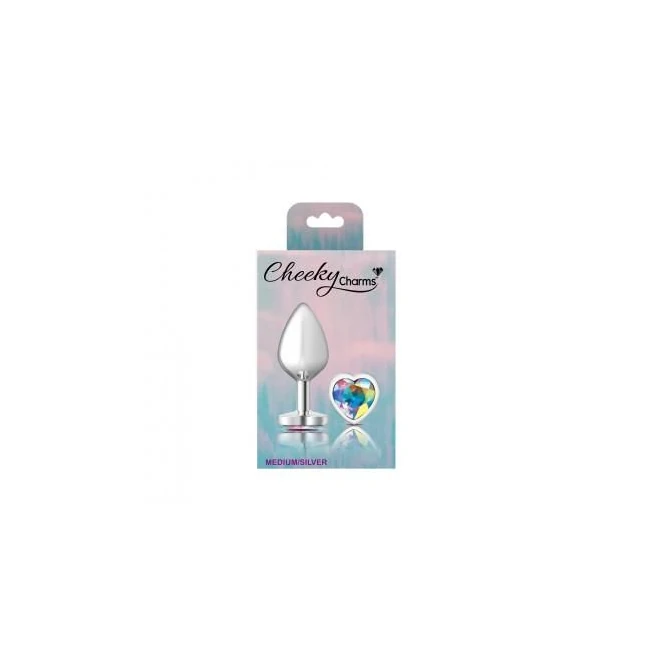 Cheeky Charms Heart Clear Iridescent Medium Silver Plug - Shape & Comfort