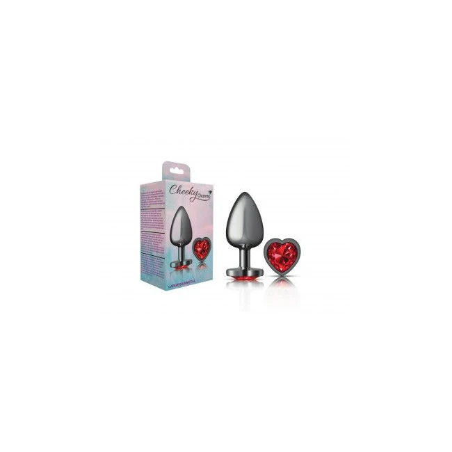 Cheeky Charms Heart Deep Red Large Gunmetal Butt Plug - Shape & Comfort
