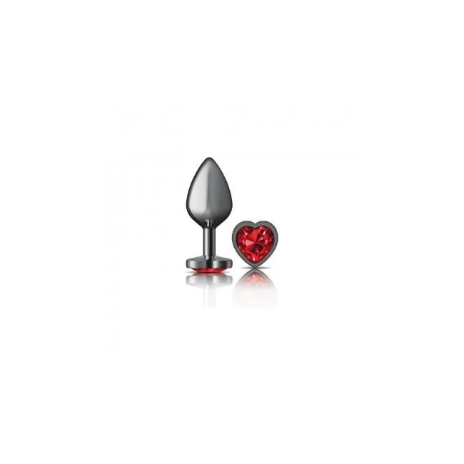 Cheeky Charms Heart Deep Red Medium Gunmetal Butt Plug - Graduated Sizing & Variations