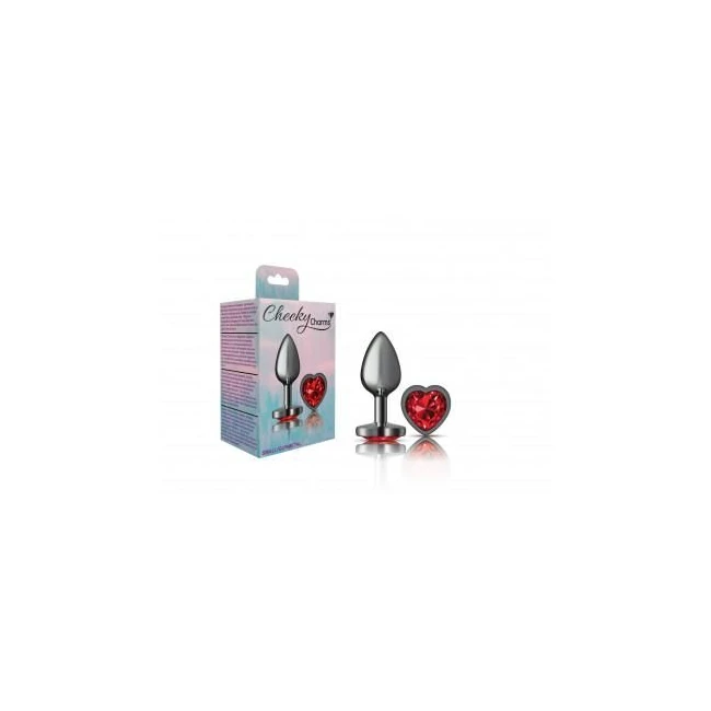 Cheeky Charms Heart Deep Red Medium Gunmetal Butt Plug - Shape & Comfort