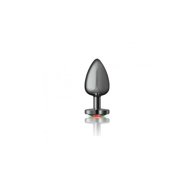 Cheeky Charms Heart Rainbow Large Gunmetal Butt Plug - Design & Material
