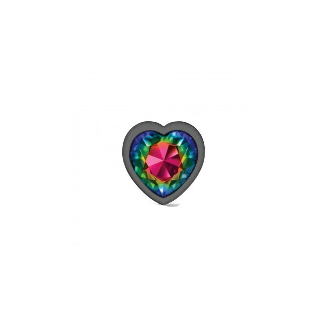 Cheeky Charms Heart Rainbow Large Gunmetal Butt Plug - Physical Specifications