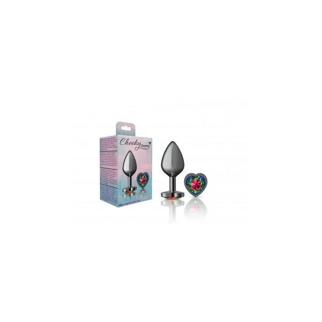 Cheeky Charms Heart Rainbow Medium Gunmetal Butt Plug - Shape & Comfort