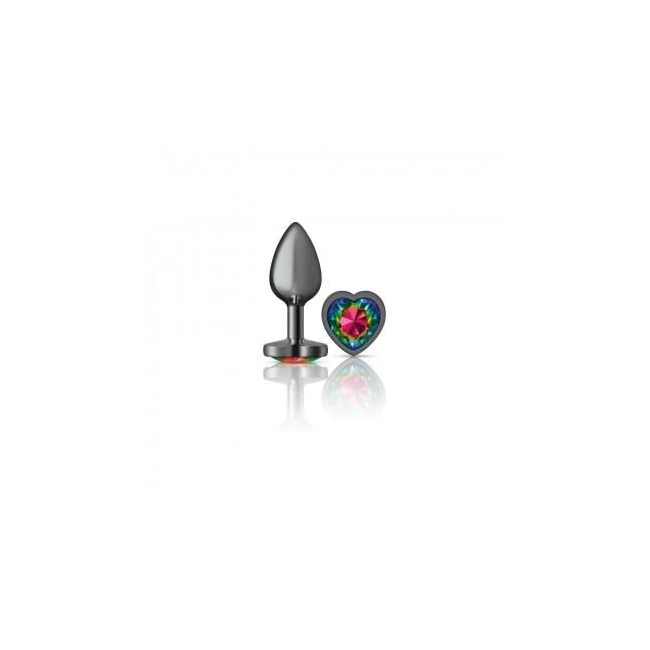 Cheeky Charms Heart Rainbow Medium Gunmetal Butt Plug - Graduated Sizing & Variations