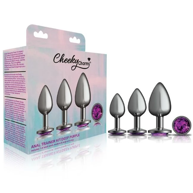 Cheeky Charms Metal Plug Kit Gunmetal Round - A Tapered Plug With a Flared Base