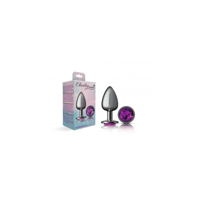 Cheeky Charms Round Purple Large Gunmetal Butt Plug - Shape & Comfort