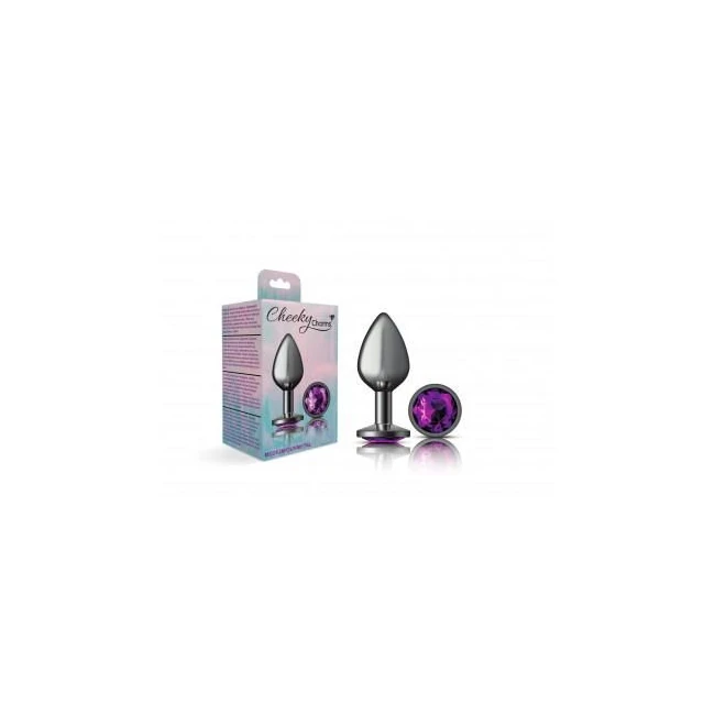 Cheeky Charms Round Purple Medium Gunmetal Butt Plug - Shape & Comfort