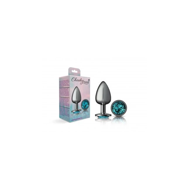 Cheeky Charms Round Teal Large Gunmetal Butt Plug - Shape & Comfort