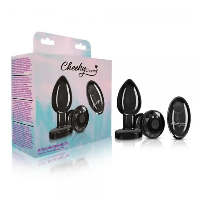 Cheeky Charms Vibrating Metal Plug Gunmetal Medium W/ Remote - Material & Safety
