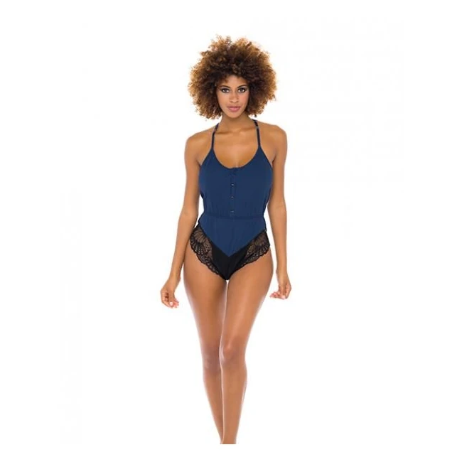 Claribel Ribbed Jersey Romper Estate Blue/black - Fabric & Feel