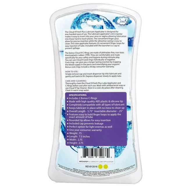 Cloud 9 Fresh + Premium Xl Lube Applicator W/2 Bonus C-rings - Shape & Comfort