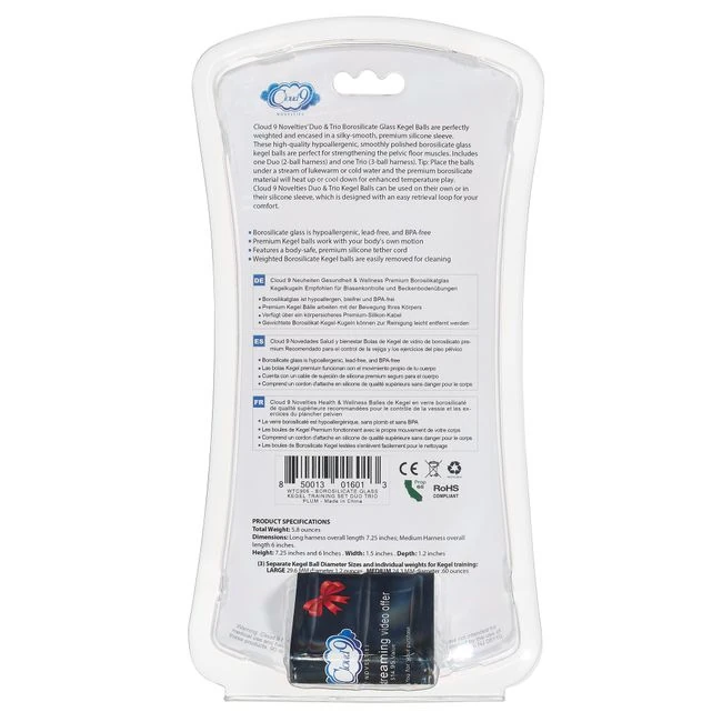 Cloud 9 Health & Wellness Borosilicate Kegel Training Set - Silicone Sleeve & Tether