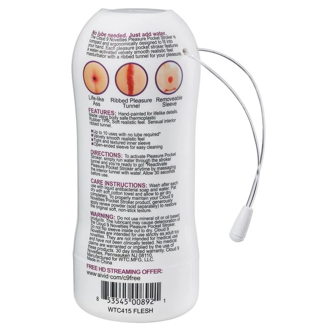 Cloud 9 Pleasure Anal Pocket Stroker Water Activated - Shape & Comfort
