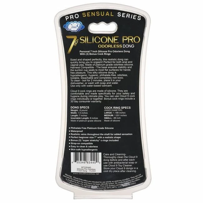 Cloud 9 Pro Sensual 7 Premium Silicone Dong W/ C Rings - Material Feel & Safety