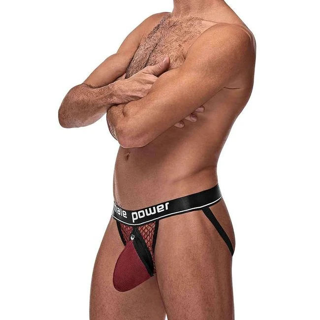 Cock Pit Cock Ring Jock Burgundy - Snap-Off Pouch and Nickel-Plated Fasteners