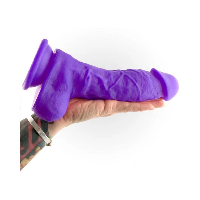 Colours Pleasures Thick 8 Inches Purple Dildo - Material Feel