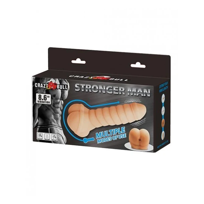 Crazy Bull Stronger Man Stroker Extender Beige - Grip & Control