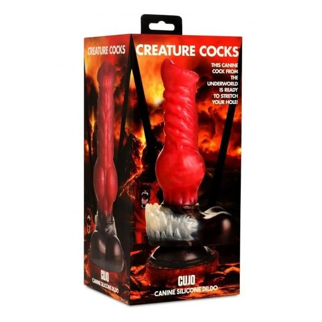 Creature Cocks Cujo Dildo Lg Red/blk - Shape & Texture